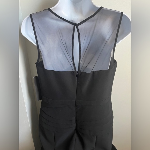 New Aidan Mattox Women’s Black Illusion Pleated Fit Flare Cocktail Dress Sz. 6 - Picture 7 of 9